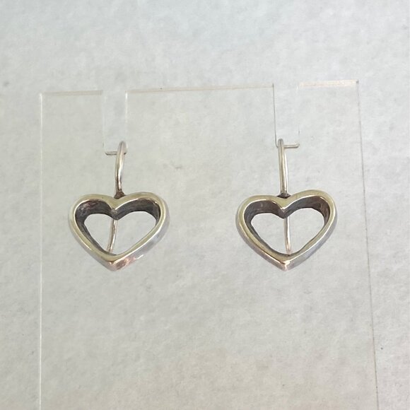 Sterling Silver 925 0.75" Simplistic Open Heart Dangle Earrings - Picture 16 of 16